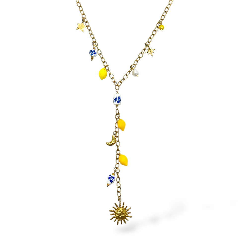 Limone e ceramica-Collana a Y in Acciaio - CL-794-110