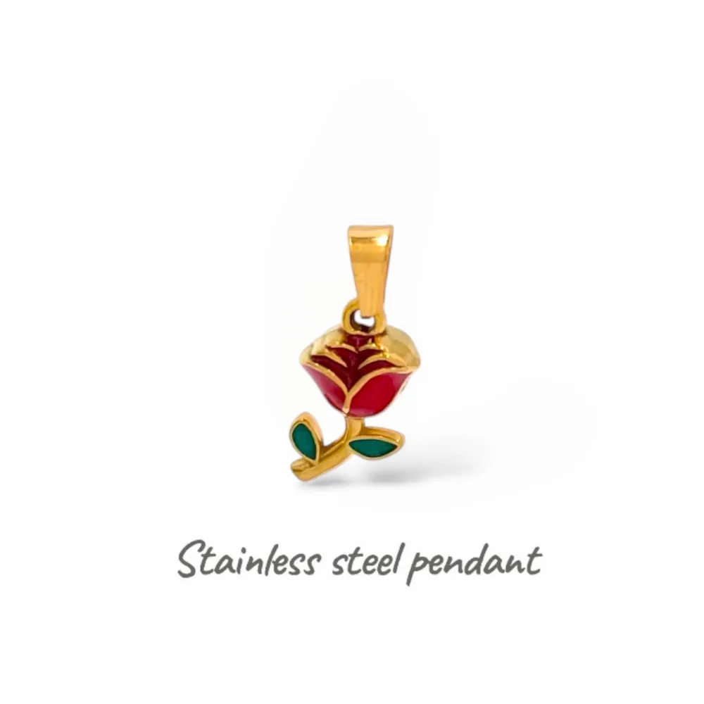 Rosa-Ciondolo/Charms in Acciaio - DIY-413-15