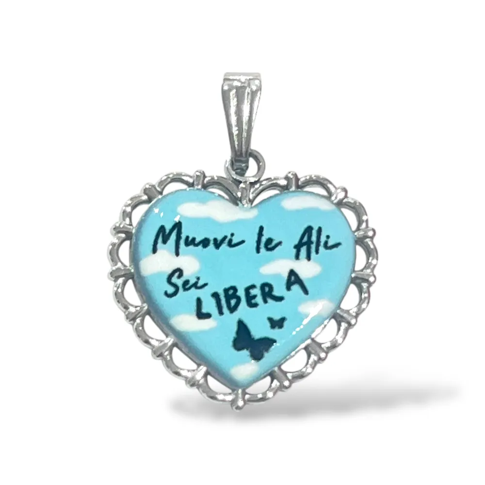 Muovi le ali Sei libera-Ciondolo/Charms in Acciaio - DIY-732-21