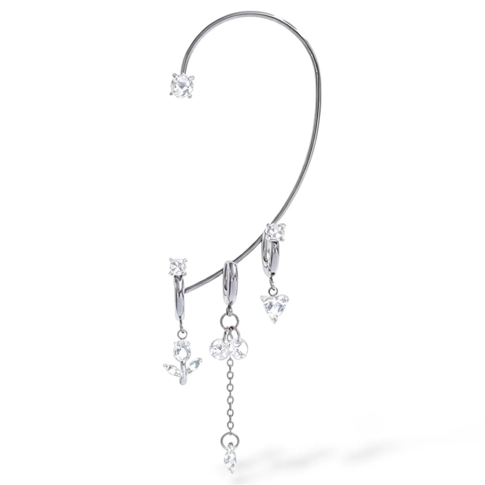 Tulipano-Earcuff in Acciaio con zirconi - OR-795-22506 (Argento)