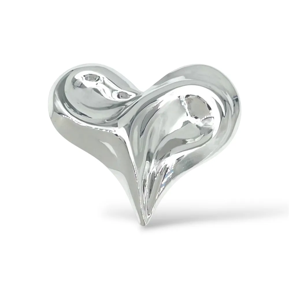 Cuore-Spilla in Acciaio Liscio - SP-744-35 (Argento)