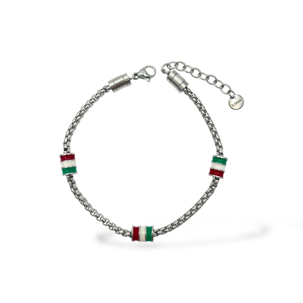[BR-600-H425] Tricolore-Bracciale in Acciaio da Uomo - BR-600-H425