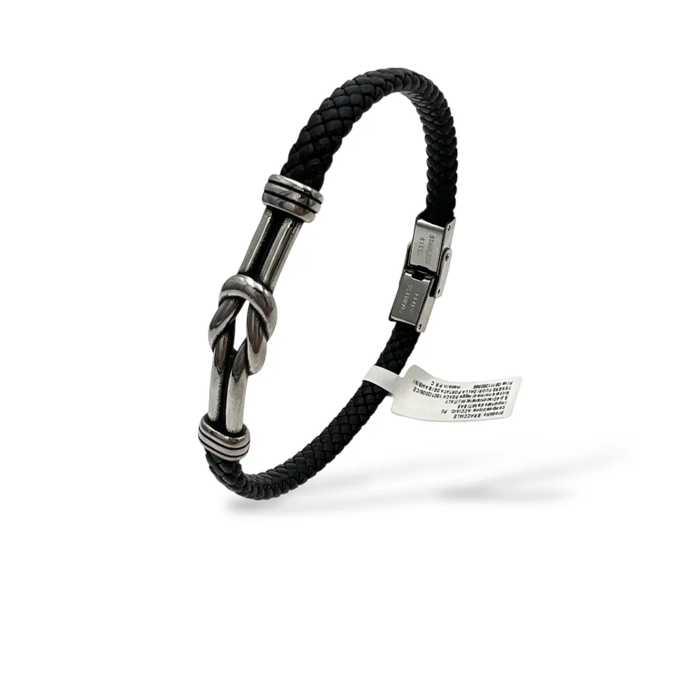 Treccia-Bracciale in Acciaio da Uomo - BR-600-H454S (Nero)