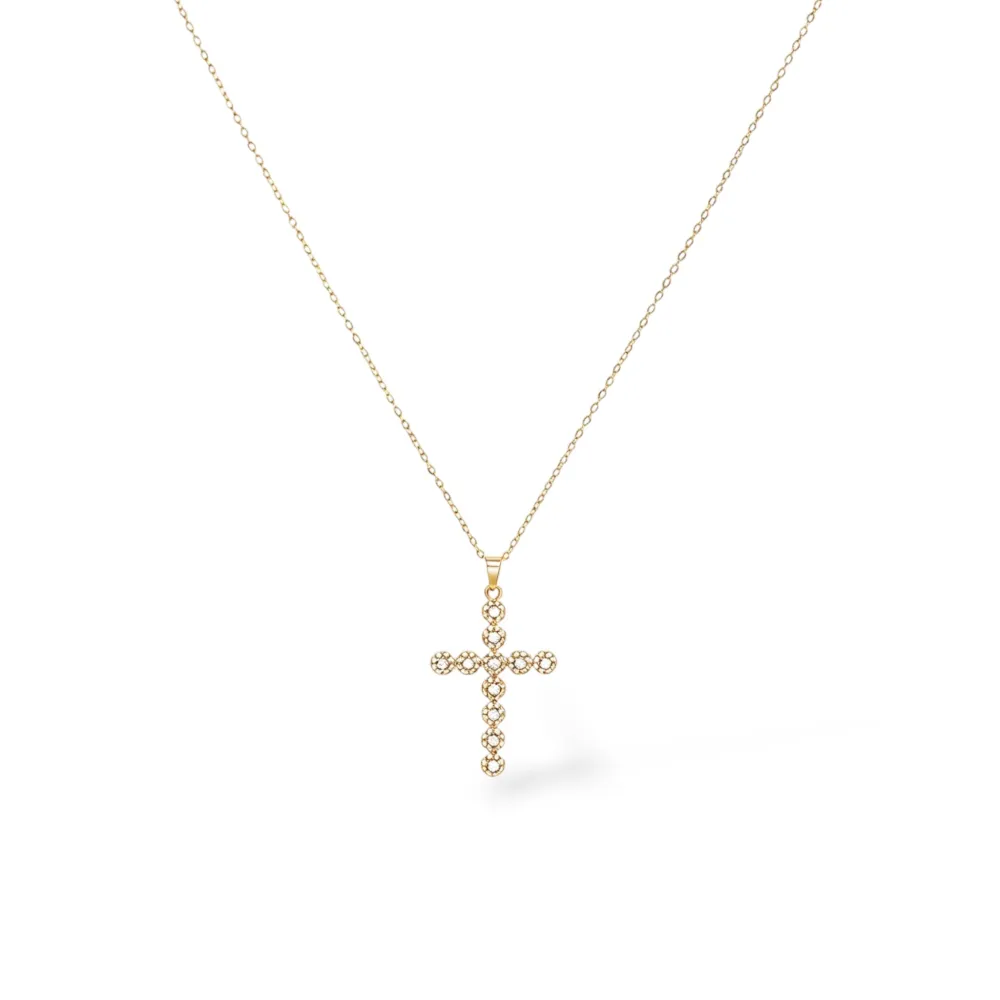 Croce Grande-Collana Corta in Acciaio - CL-103-AA6602N (Oro Giallo)