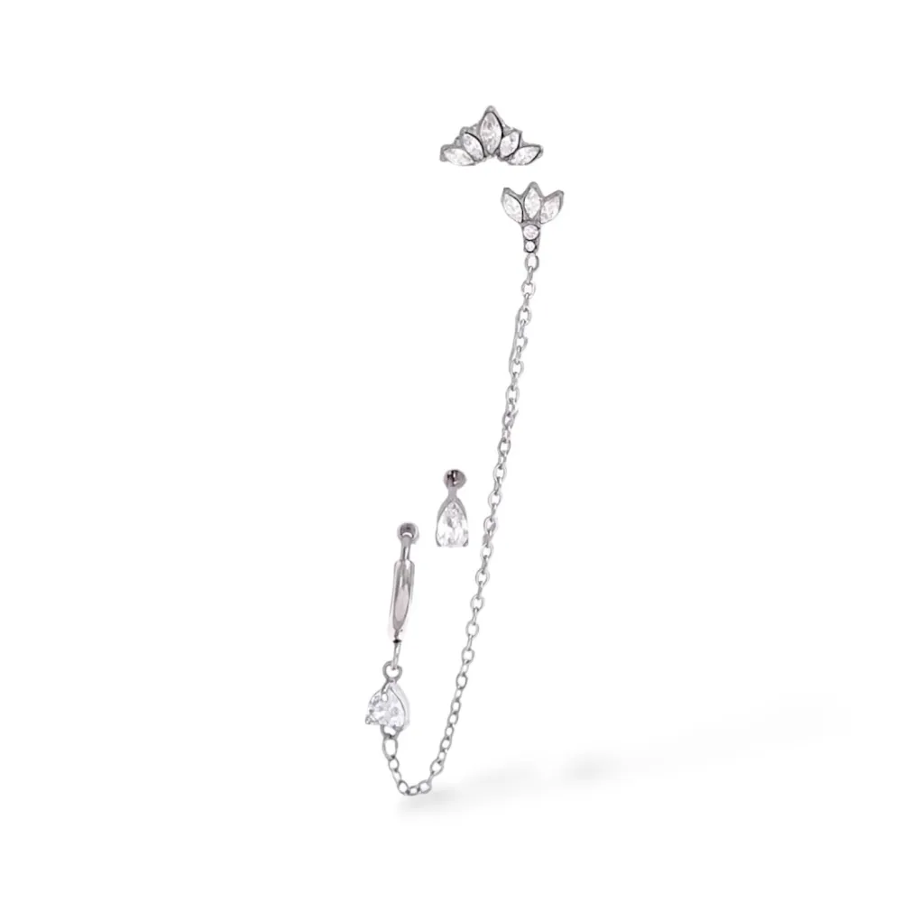 Orecchini Earcuff Zircone Acciaio - OR-103-AA7421E
