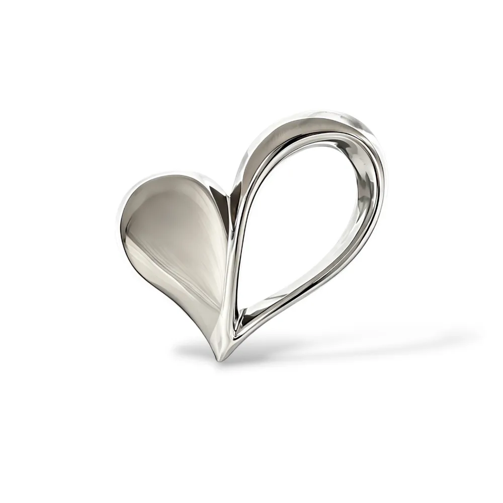 Cuore-Spilla in Acciaio Liscio - SP-744-25 (Argento)