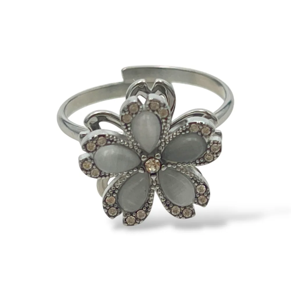 Fiore spinner -Anello in Acciaio - AN-795-15463 (Argento)