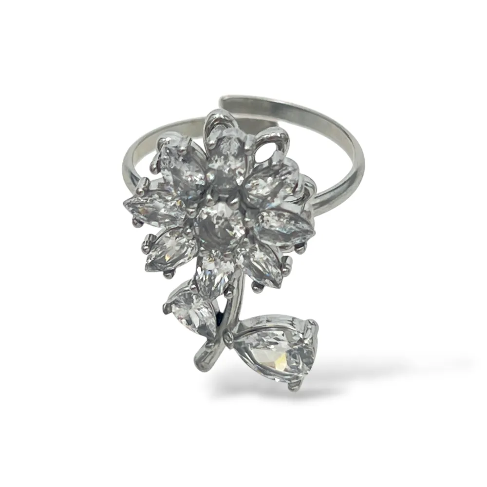 Fiore spinner-Anello in Acciaio - AN-795-15465 (Argento)