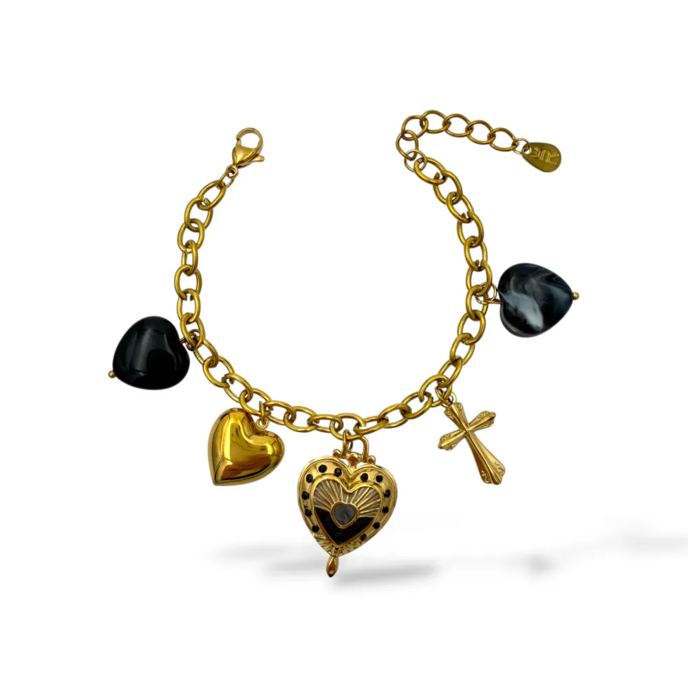 Cuore E Croce-Bracciale in Acciaio - BAC-732-750
