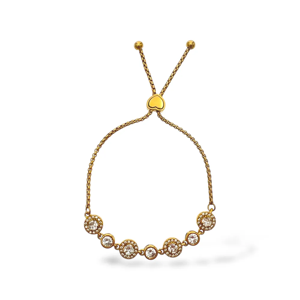 Punto luce-Bracciale in Acciaio con cursore - BR-103-AA6795B (Bianco/Oro)