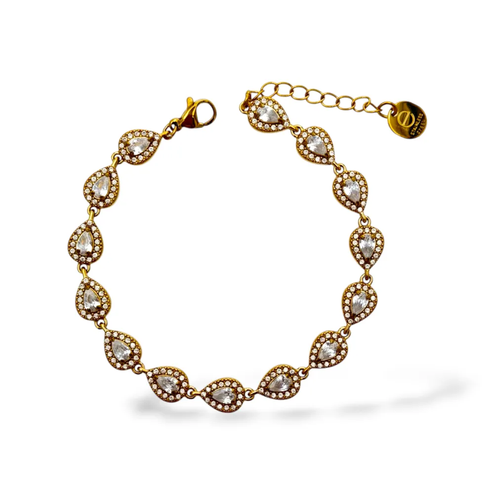 Goccia-Bracciale in Acciaio - BR-103-AA7420B (Oro Giallo)
