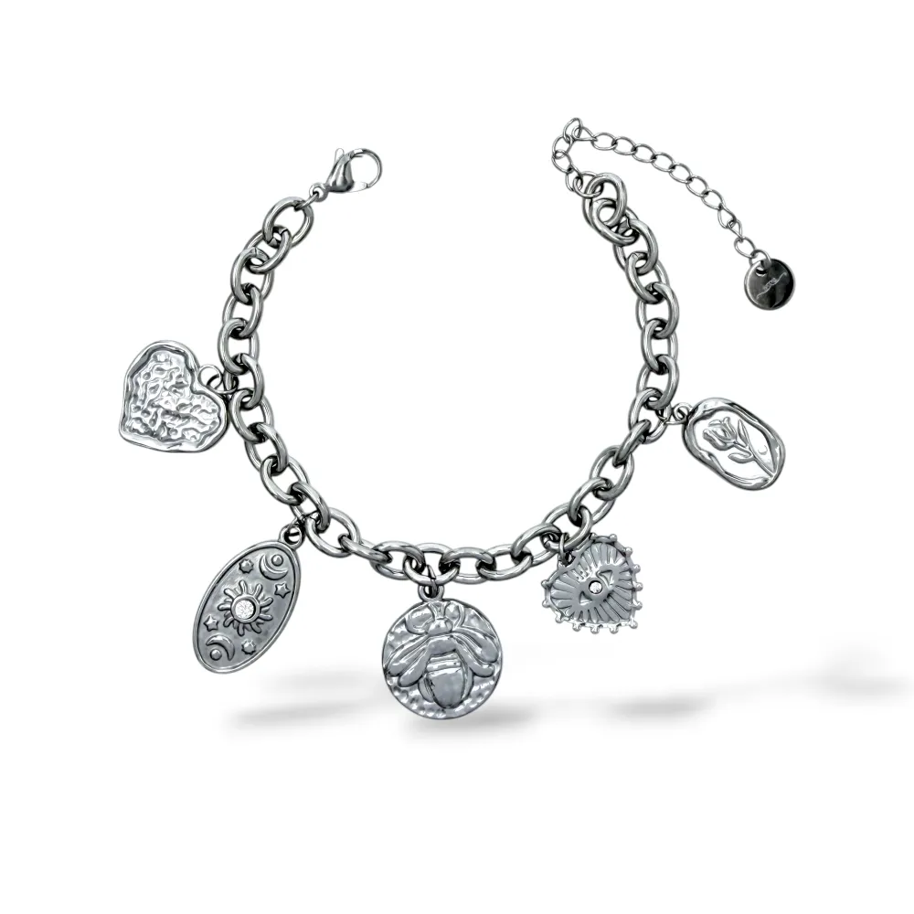 Ape, Cuore, Tulipano-Bracciale in acciaio - BR-413-3307 (Argento)