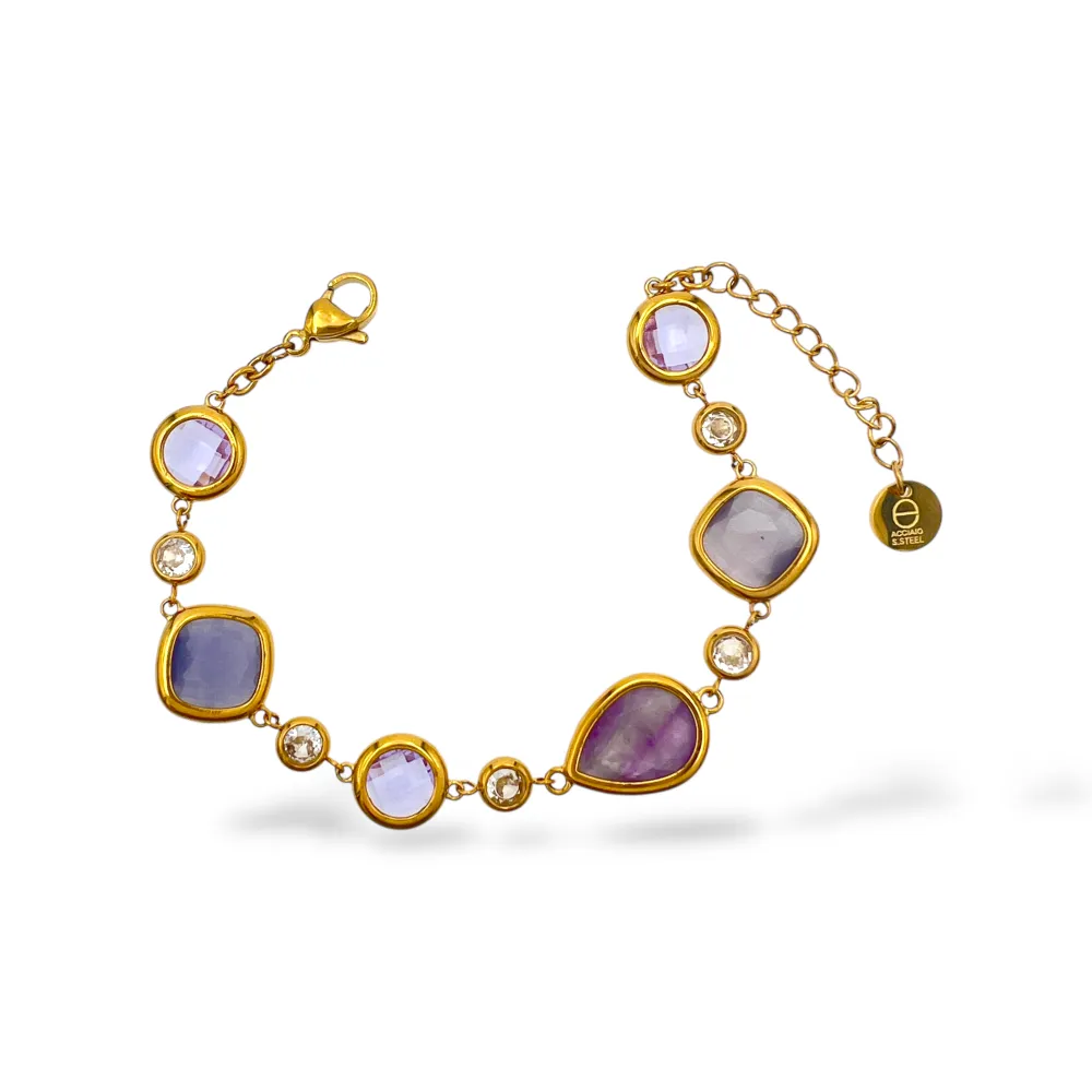 Punto luce e pietra -Bracciale in Acciaio - BR-795-17135 (Viola)
