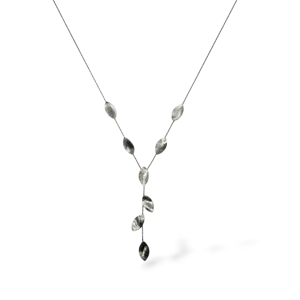Foglia-Collana Corta in Acciaio - CAC-103-AA7591N (Argento)
