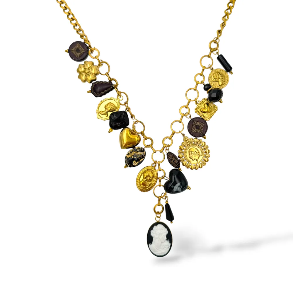 Cameo-Collana Corta Moda a Y in Acciaio - CAC-732-704