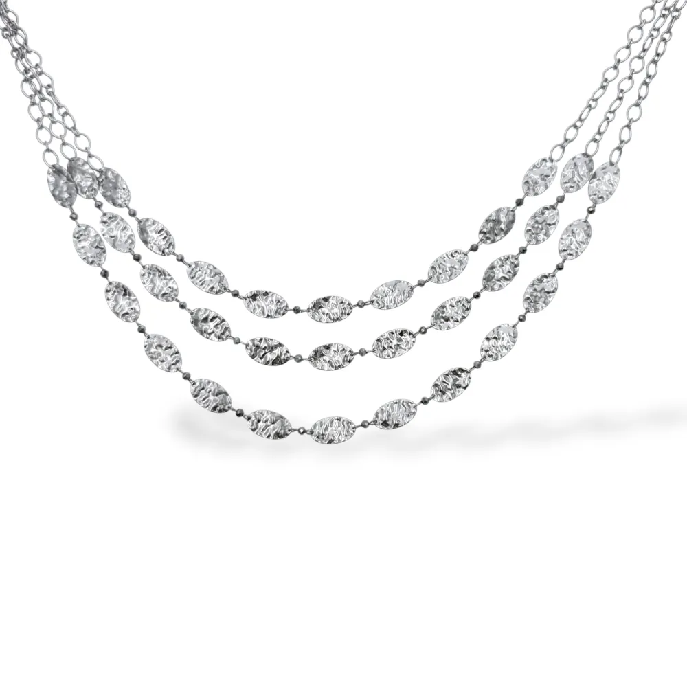 Tre Fili Ovale-Collana Corta Moda in Acciaio - CAC-732-745