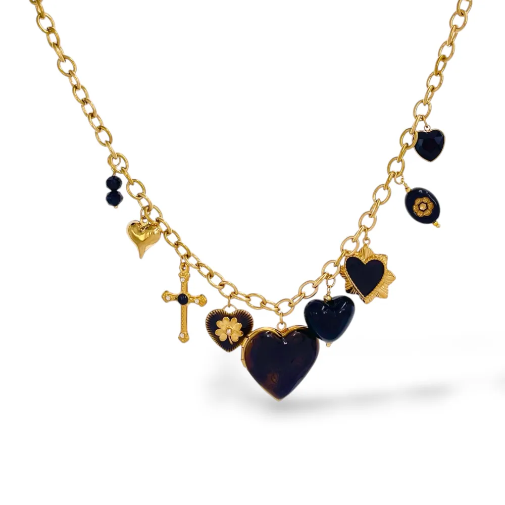 Cuore E Croce-Collana Corta in Acciaio - CAC-794-140
