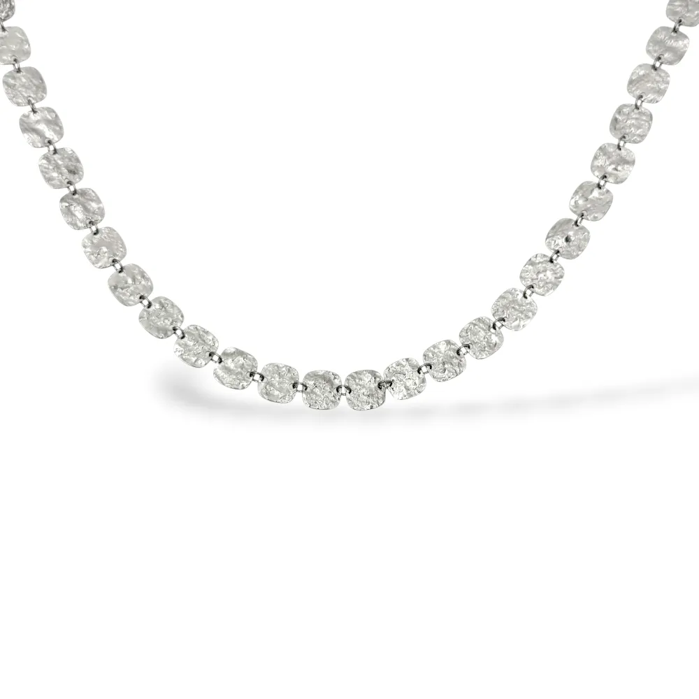 Quadrato-Collana Corta in Acciaio - CAC-795-13255 (Argento)