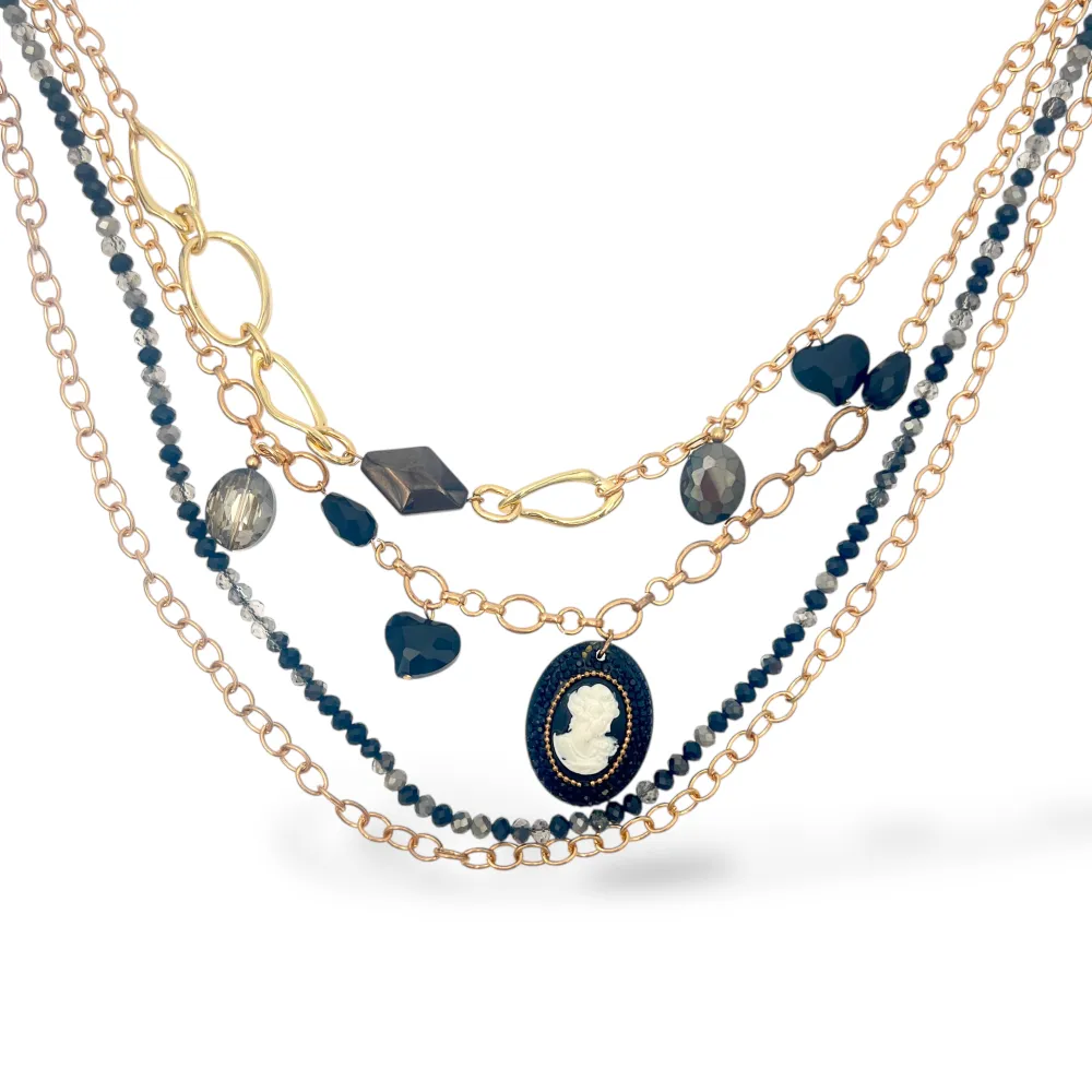 Dama, pendenti-Collana multifili Corta in Acciaio - CL-732-686