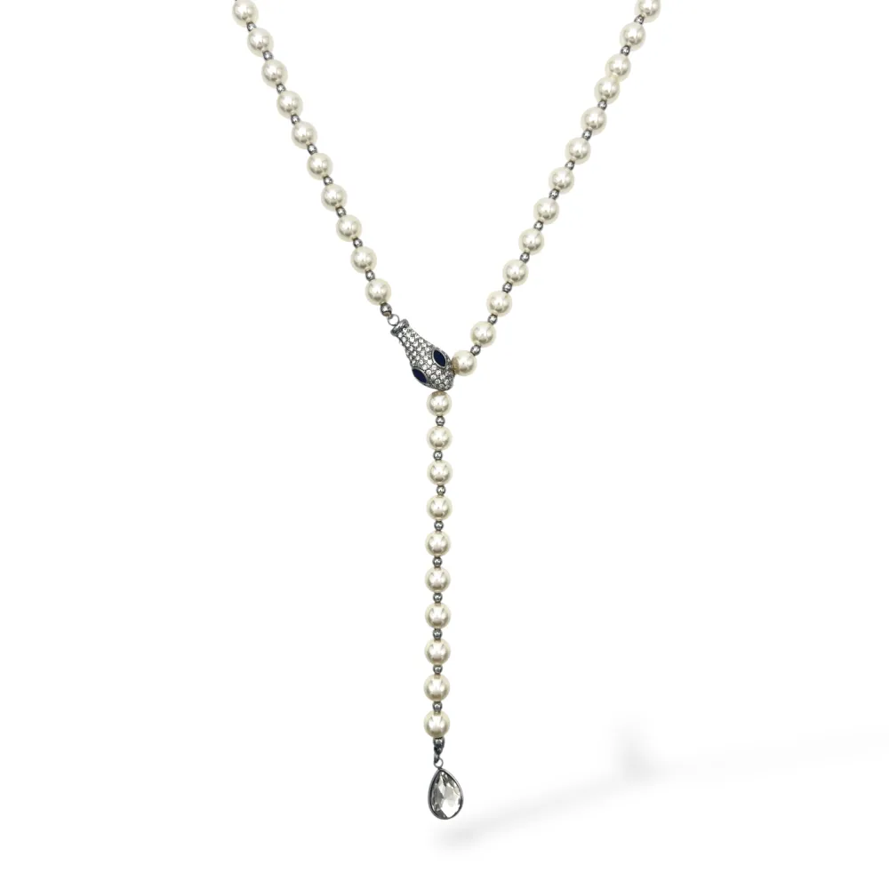 Serpente e perla-Collana corta in Acciaio - CL-794-153