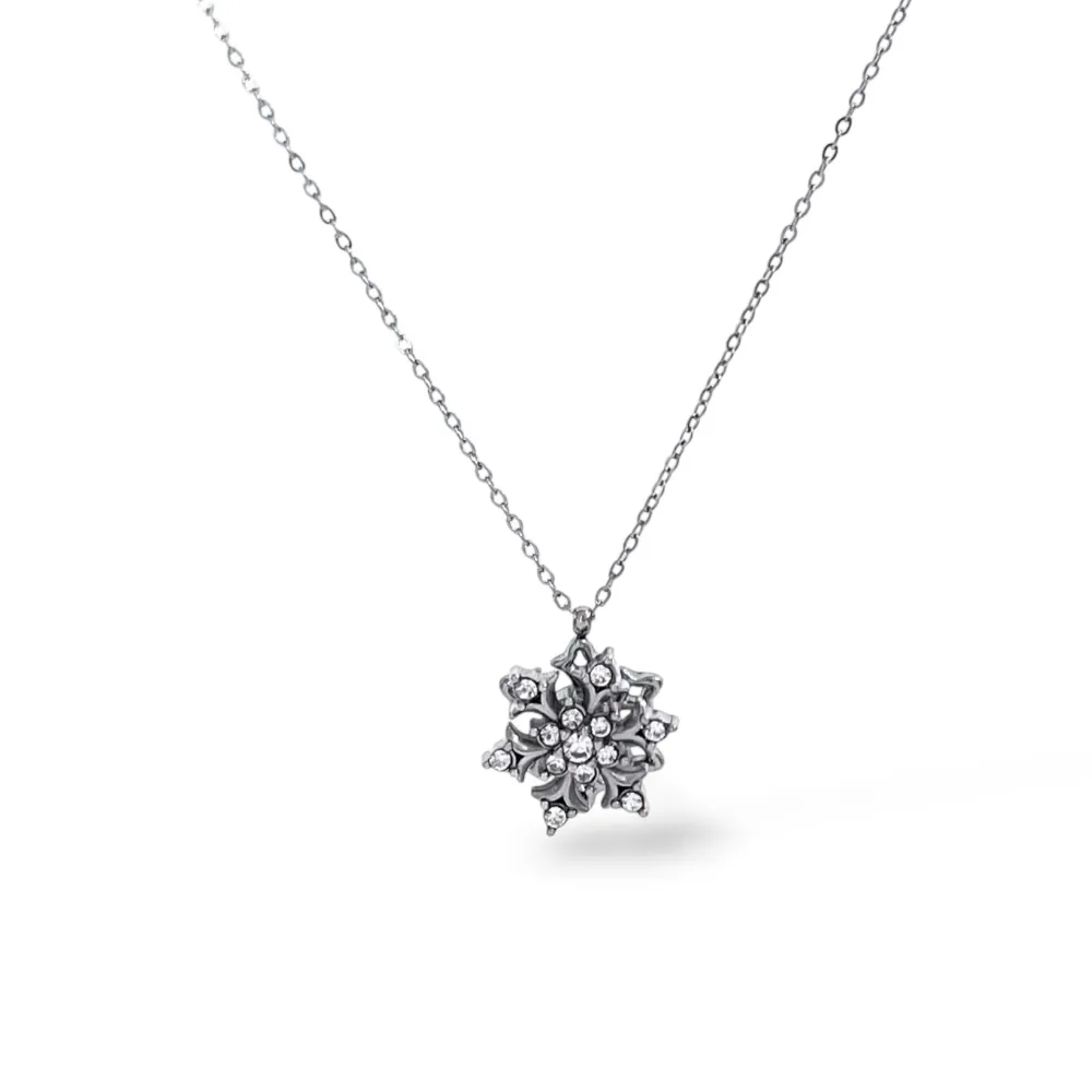 Fiocco di neve-Collana Corta in Acciaio - CL-795-12974 (Argento)