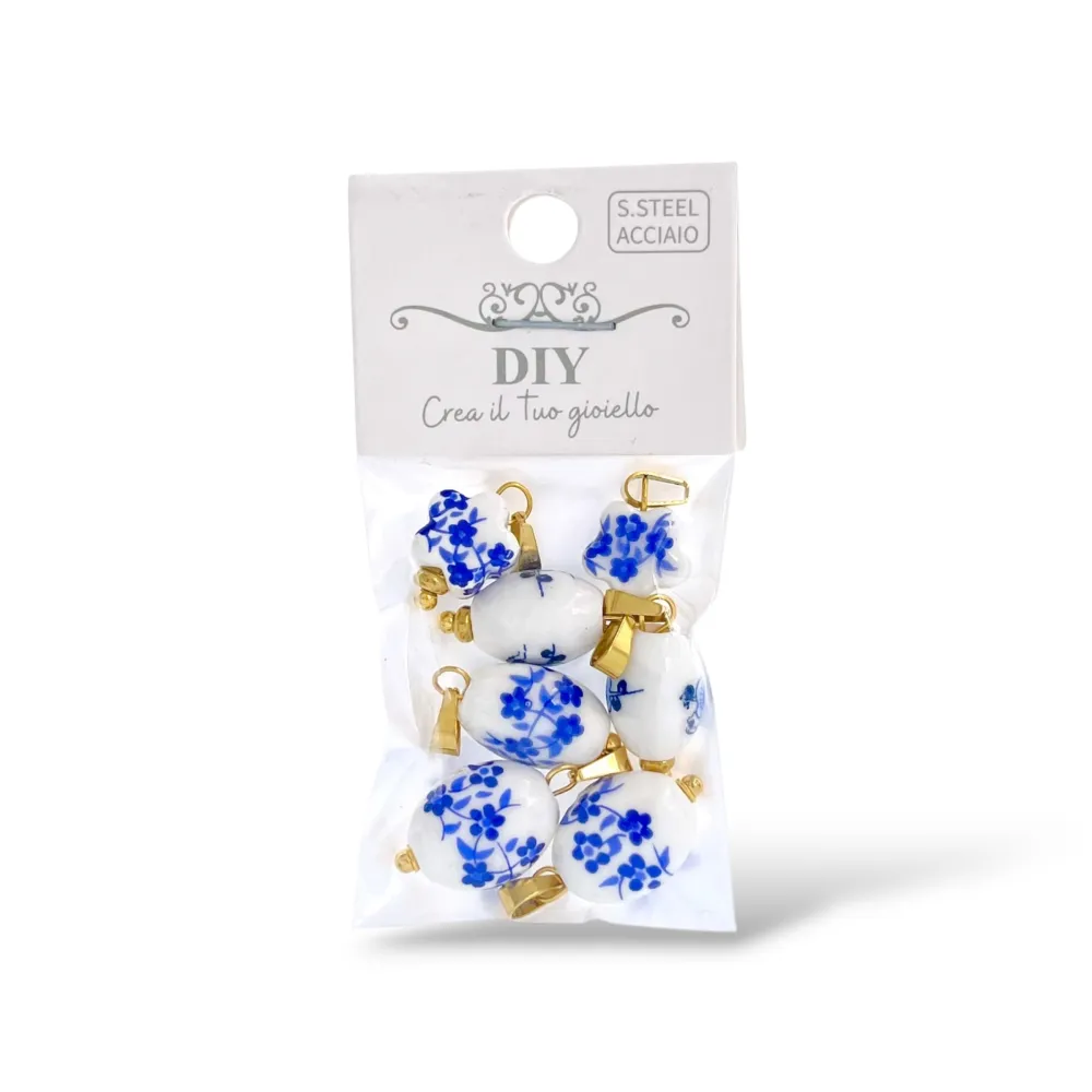 Porcellana-Ciondolo/Charms in Acciaio - DIY-801-013A 7PZ