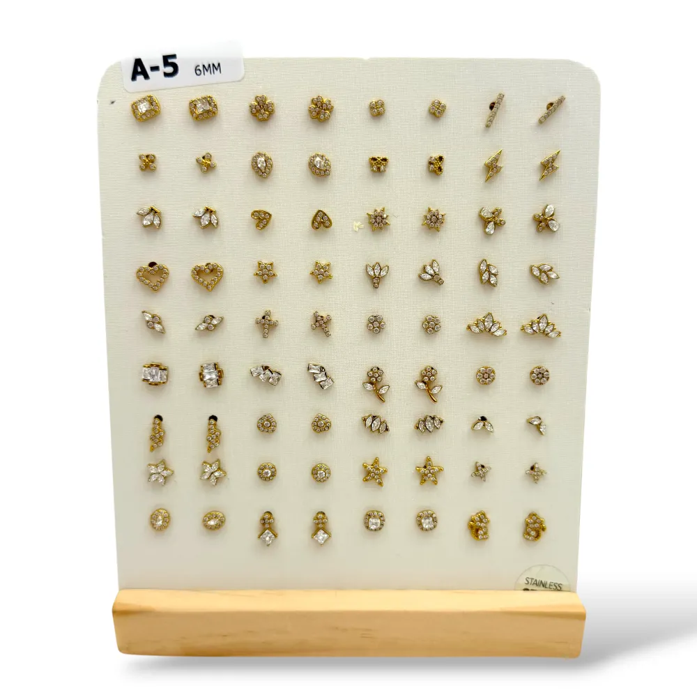 (A-5)6MM Soggetti Mix-36Paia Orecchini a Lobo in Acciaio - OPA-103-AA743E/6MM