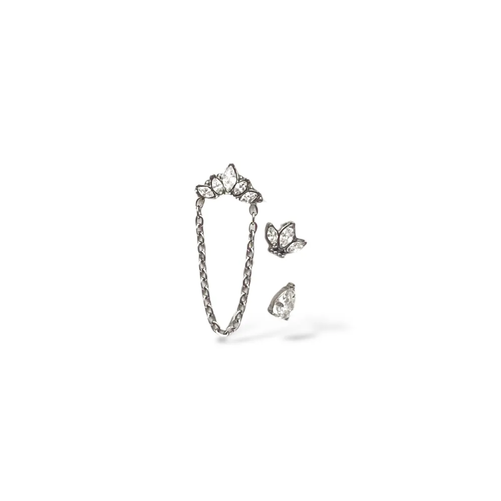 Orecchini Earcuff Zircone Acciaio - OR-103-AA7340E