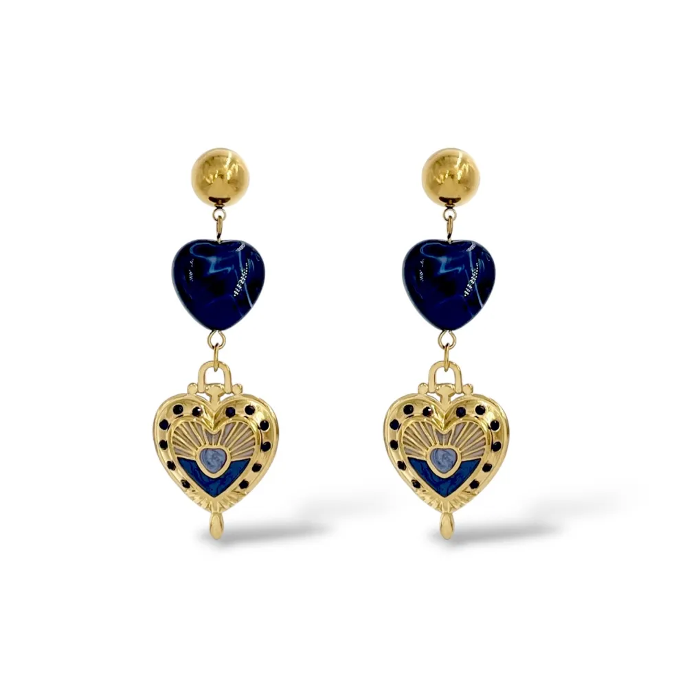 Cuore-Orecchini Moda Pendente In Acciaio - OR-732-749