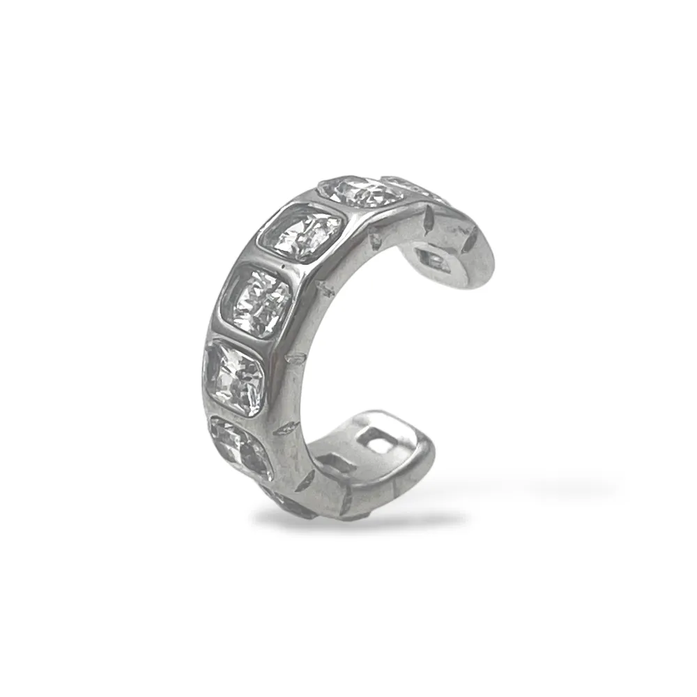 zirconi-earcuff in acciaio - OR-795-22725 (Argento)
