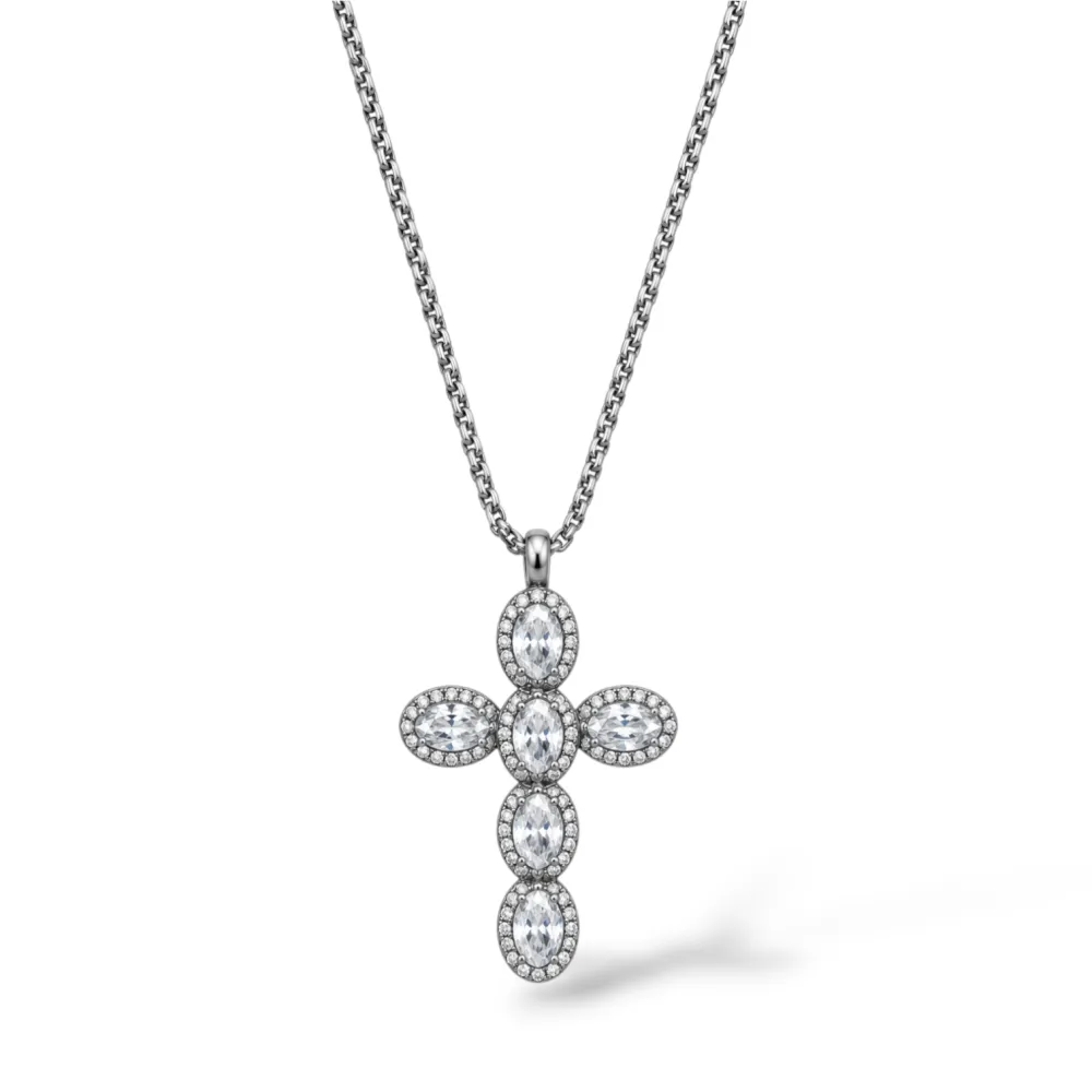 Croce-Collana Corta in Acciaio - CL-103-AA7356N