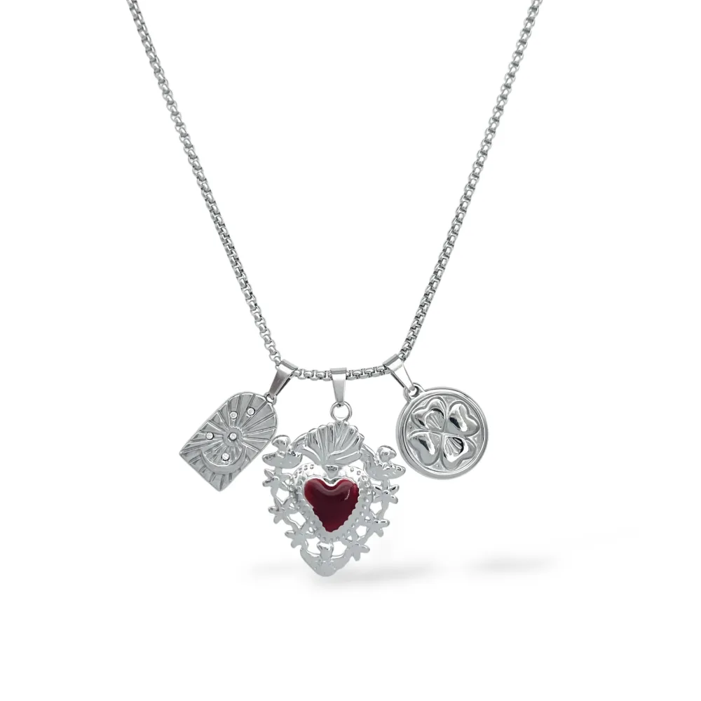 Sacro Cuore-Collana corta in Acciaio - CL-413-3845 (Argento)