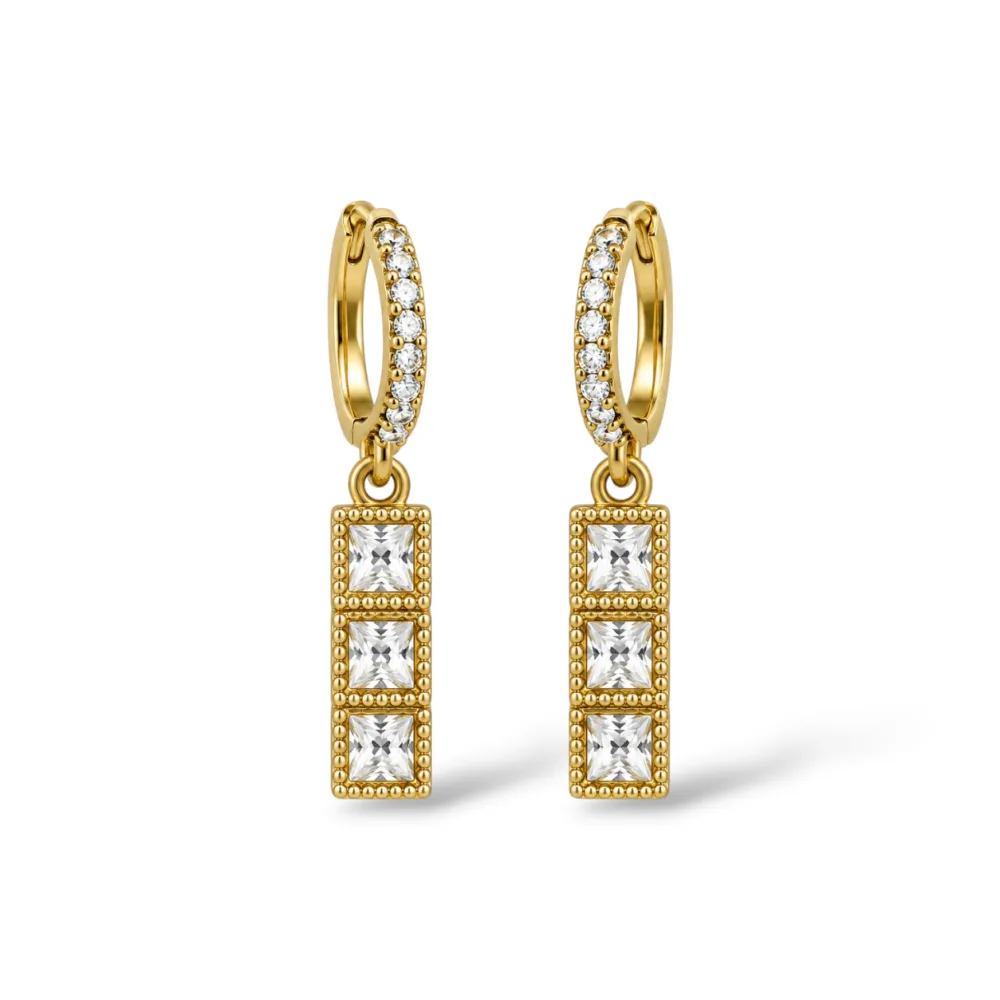 Quadratini Punto Luce -Orecchini in Acciaio Emana - OR-103-AA7087E