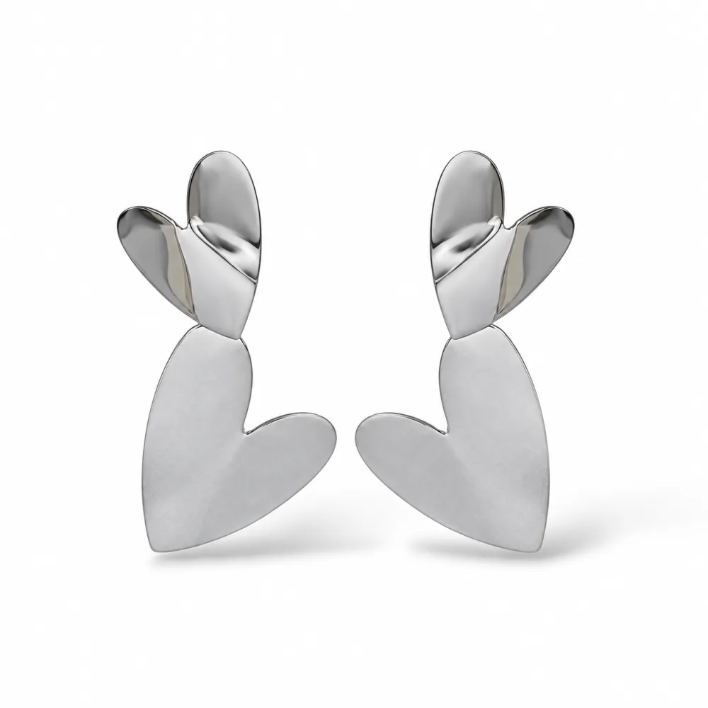 Cuore-Orecchini in Acciaio - OR-413-2582 (Argento)