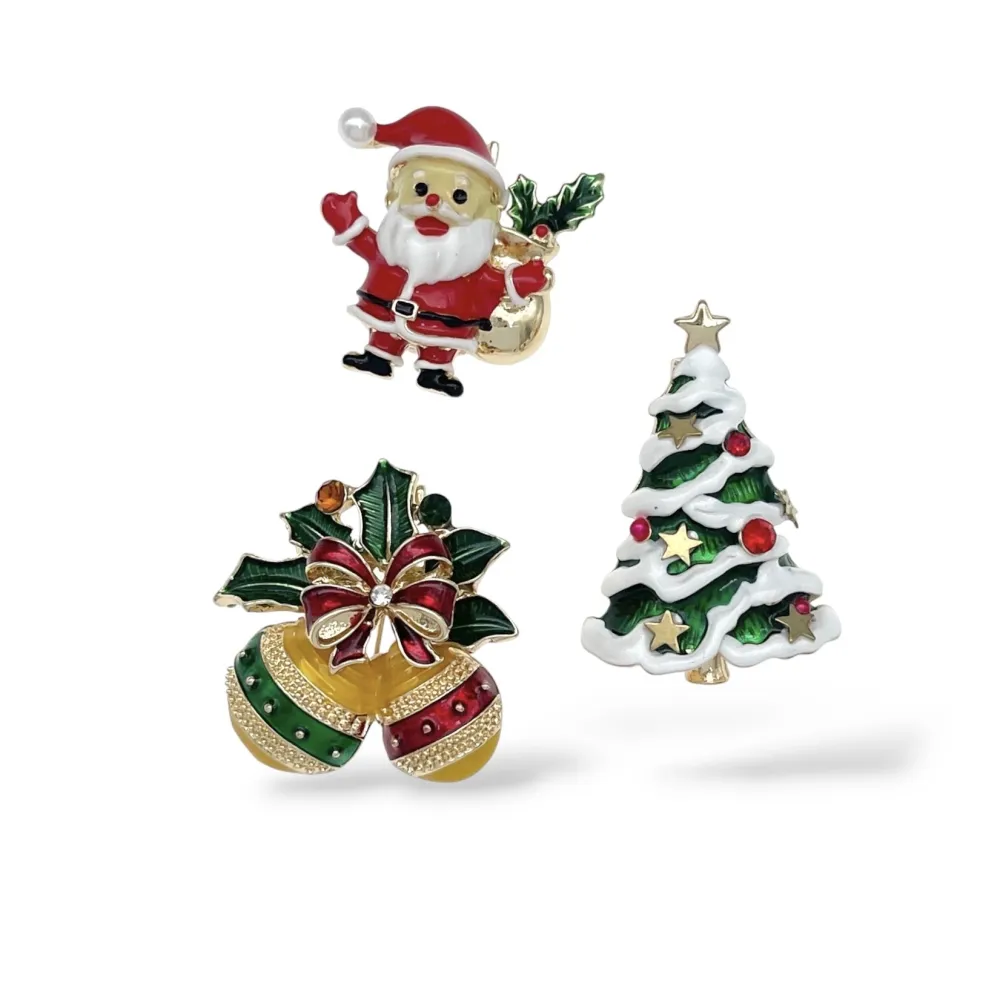 Palline di Natale albero di Natale Babbo Natale -Set 3pz Spille di Natale - SPM-781-27