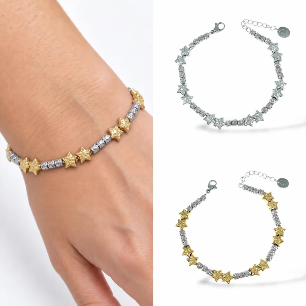 Stella-Bracciale in Acciaio con Chiusura - BAC-103-AA7314B