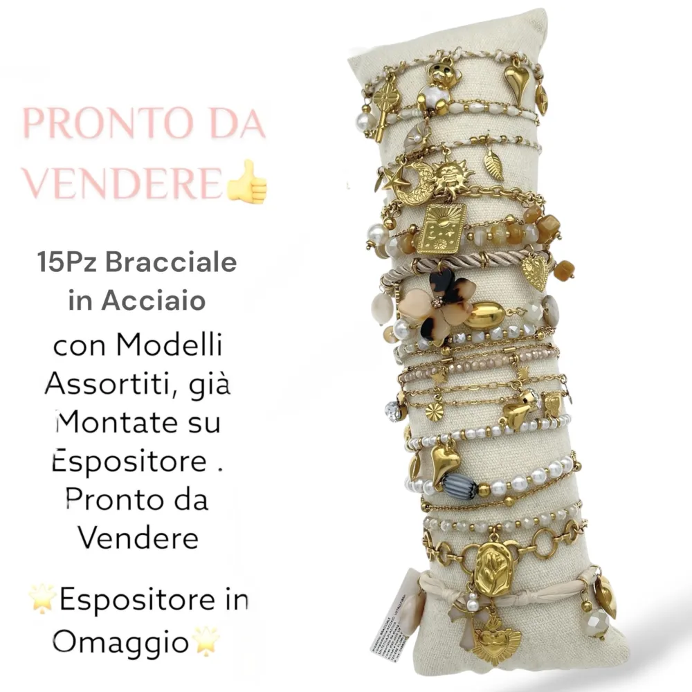 [BPA-732-478] Mix Soggetti-15pz Bracciali in Acciaio - BPA-732-478 (Verde)