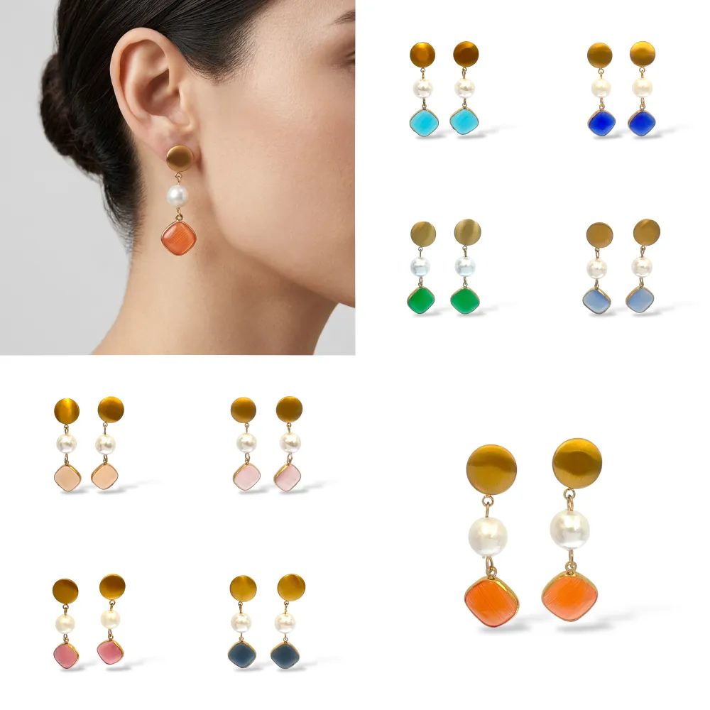 Pendente perla e rombo-Orecchini Moda in Acciaio - OAM-103-AA5153E