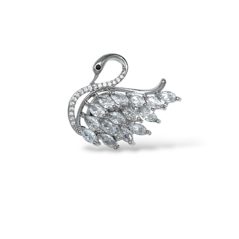 Cigno -Spilla Magnetiche con Zirconia - SPM-506-530