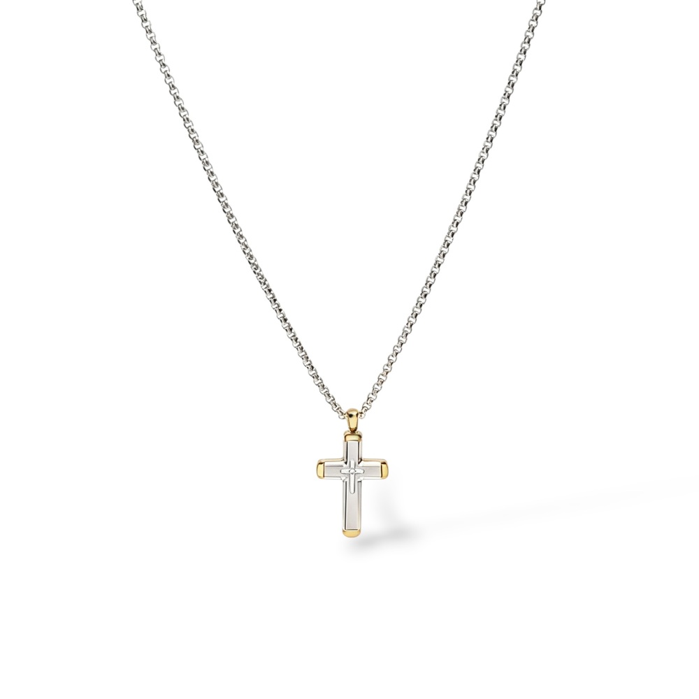 Croce -Collana Lunga da Uomo in Acciaio - CL-600-H421