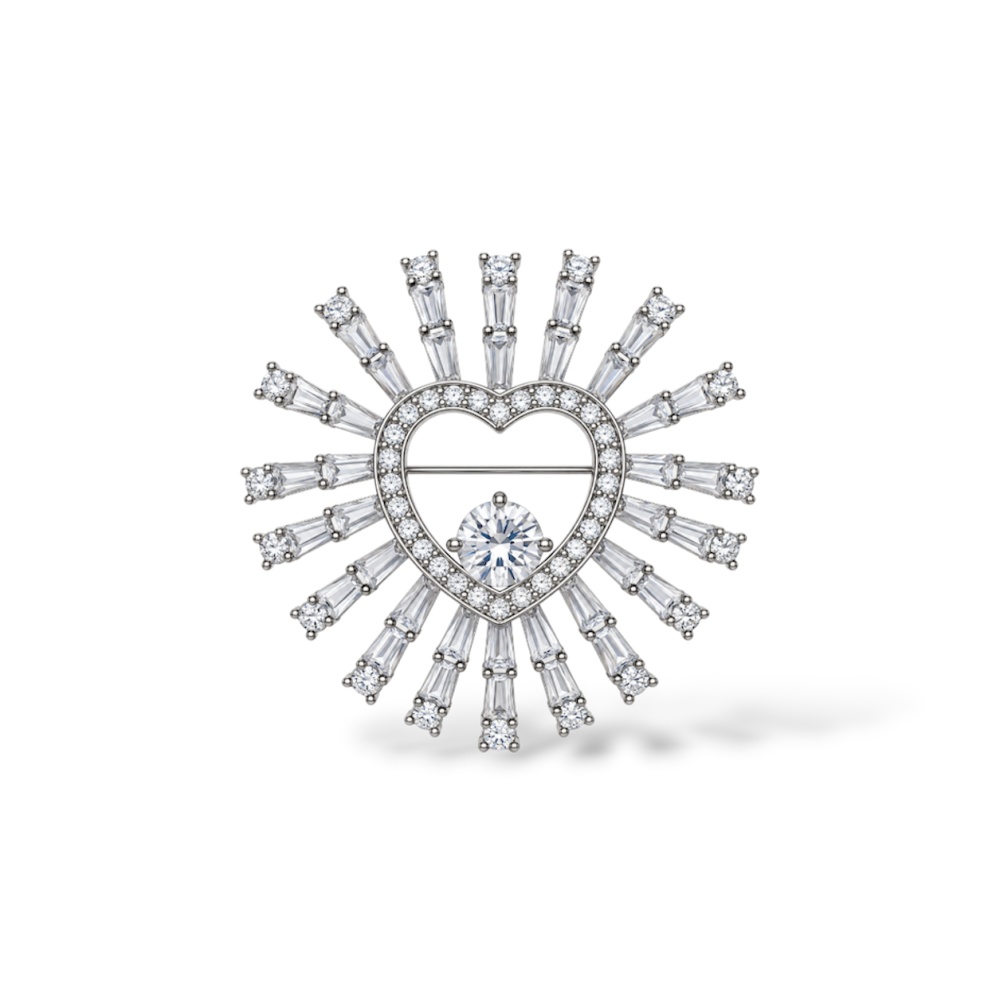 Cuore-Spilla con Zirconia - SP-506-514