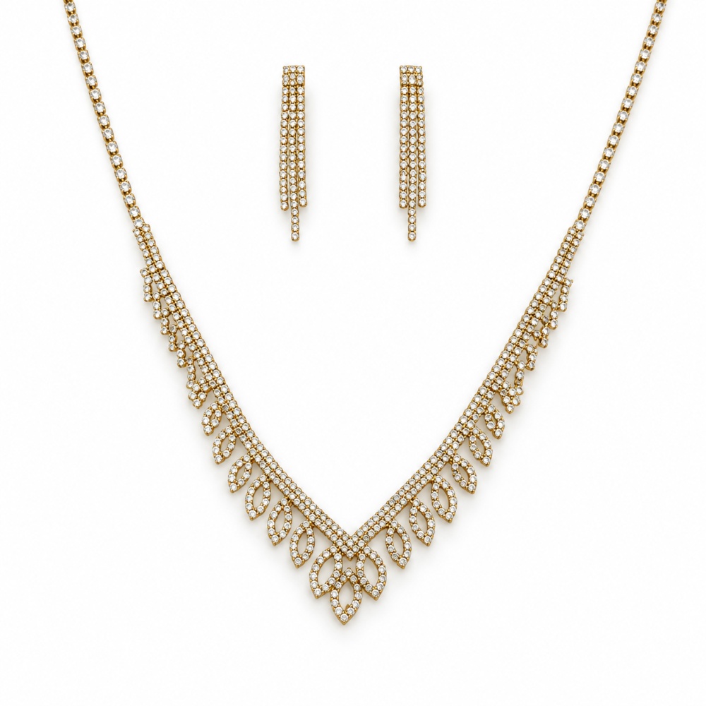 Set Collana-Orecchini Moda Per Sposa in Ottone - SET-321-3392