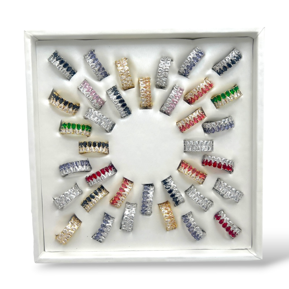 Anelli Con Zircone-36pz Anelli con misure mix regolabile in Ottone (Scatola Omaggio) - AN-105-206