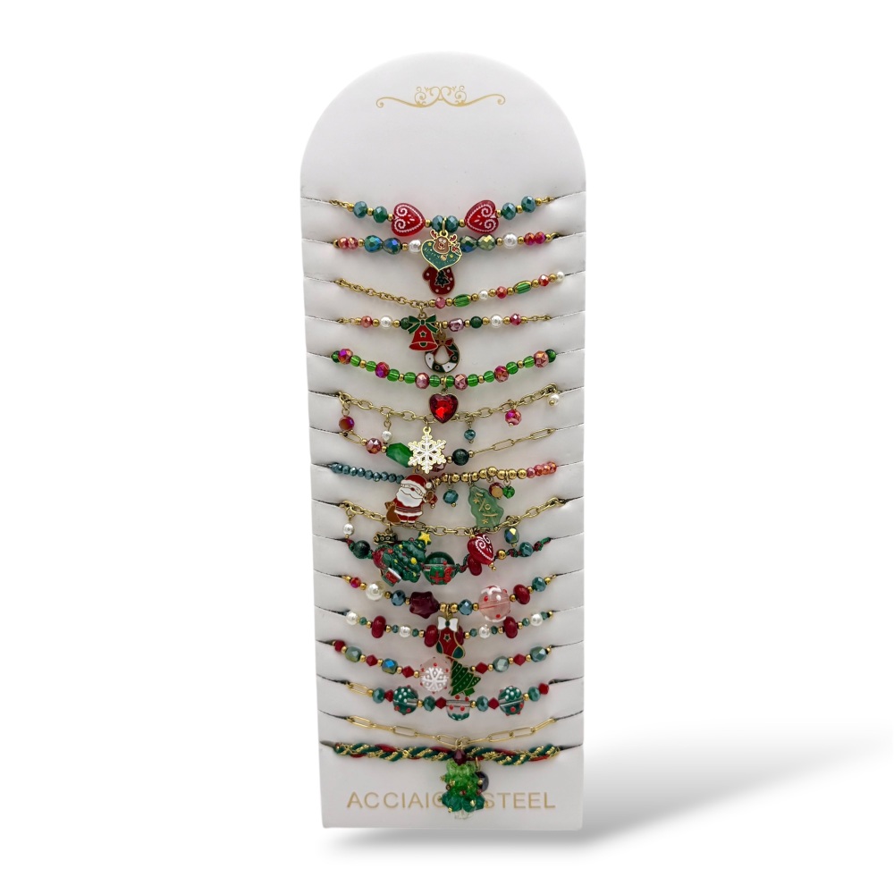 Natale -16pz Bracciali Elastici in Acciaio - BPA-794-186
