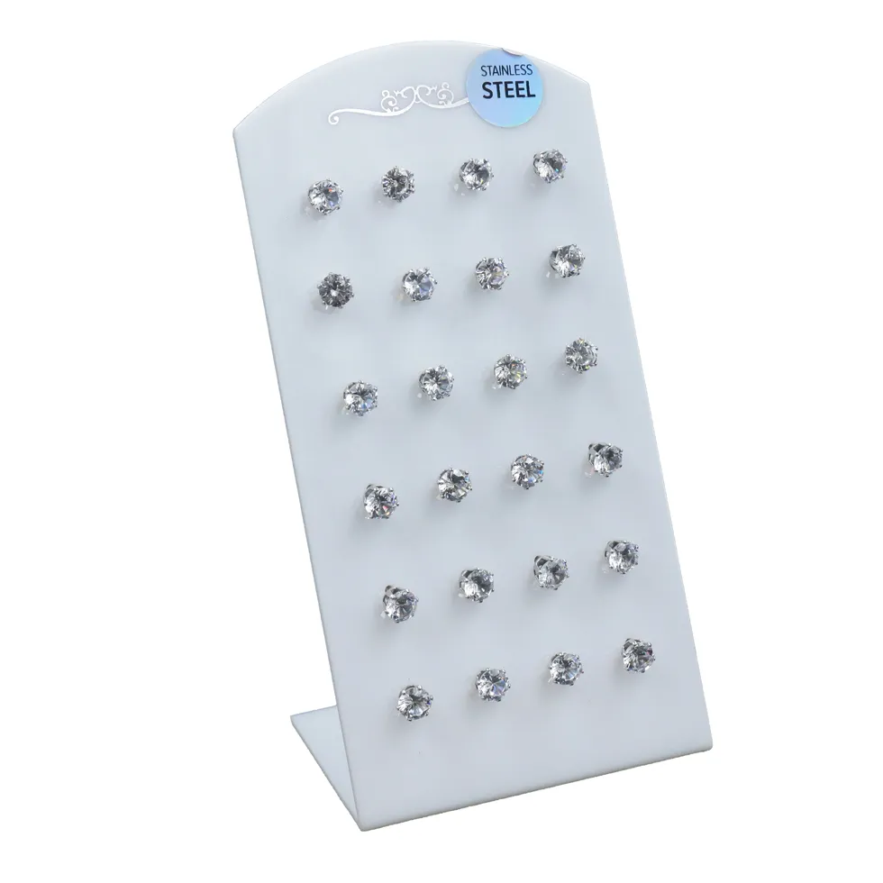 Orecchini punto luce a lobo in acciaio 6 cm (Conf. da 13 paia) - 12 Paia Punto Luce 6 cm (Argento)