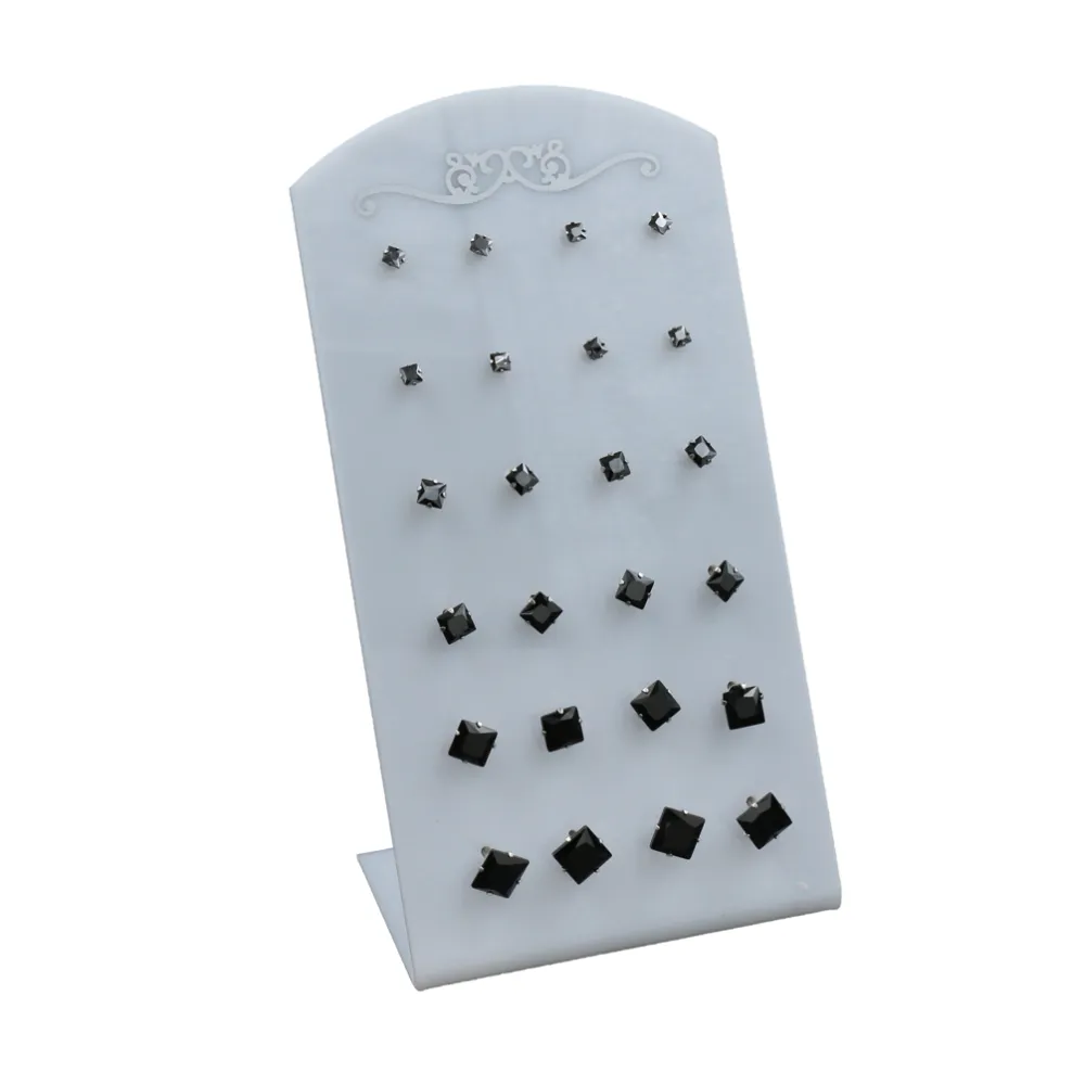 Orecchini punto luce QUADRATO Scalare a lobo in acciaio  (Conf. - 12 Paia Punto Luce QUADRATO Scalare (Argento)