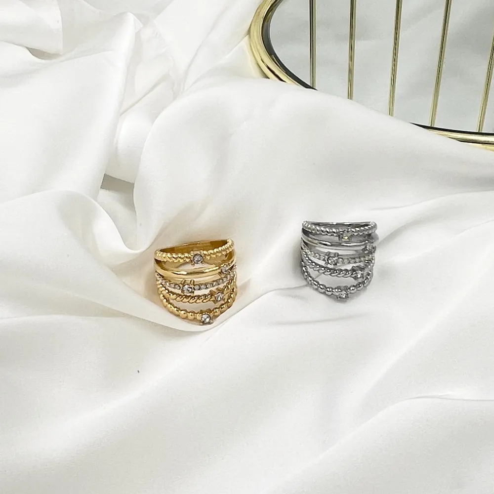 Multifilo con Punto Luce-Anello in Acciaio con Misura - AAM-103-AA2994R