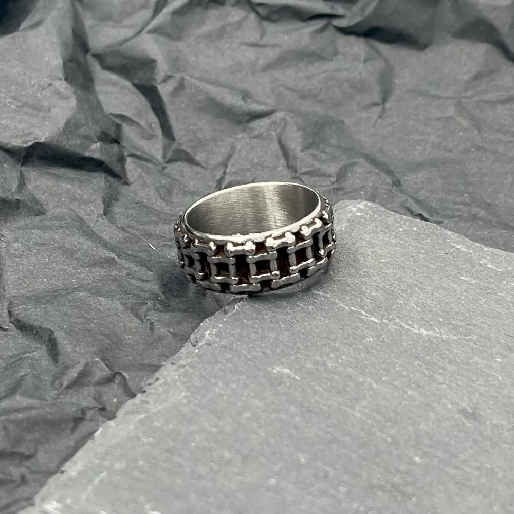 [AAM-423-46] Fede con Catena-Anello in Acciaio con Misure - AAM-423-46