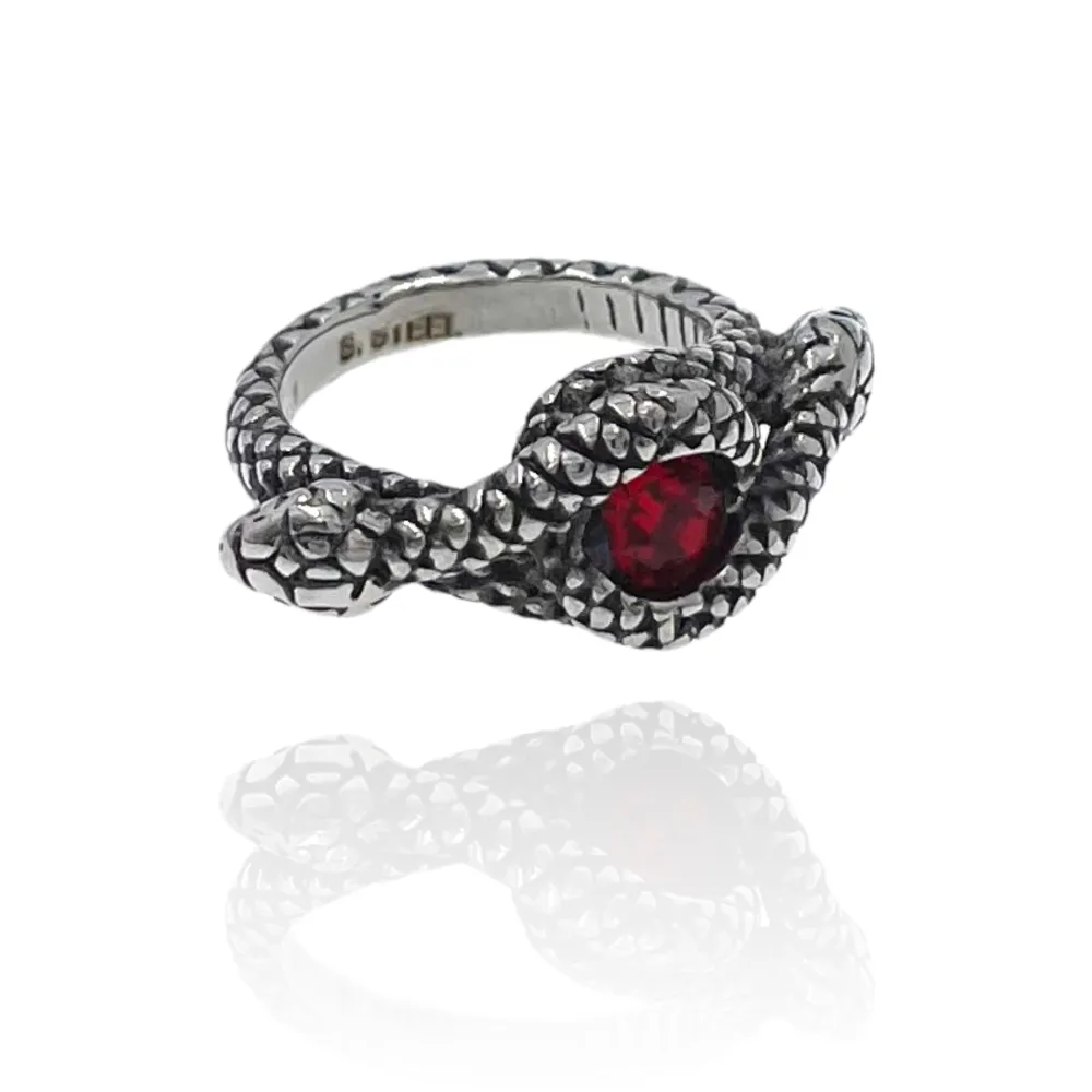 Serpente con Pietra-Anello in Acciaio con Misure - AAM-518-225