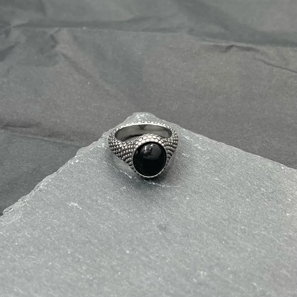 Pietra Nera-Anello in Acciaio con Misure - AAM-518-230